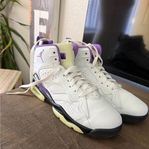 Jordan High-Top Sneakers in White & Purple